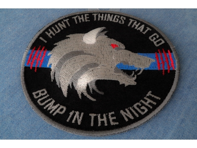 Thin Blue Line Bump In The Night Wolf Patch | Embroidered Patches