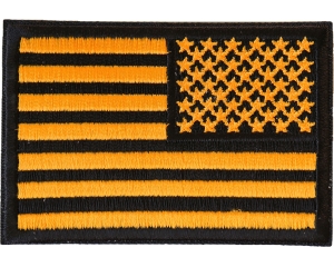Yellow Black American Flag Reversed Patch | Embroidered Patches