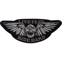 Live Fast Ride Hard Skull Small Patch | Embroidered Biker Patches