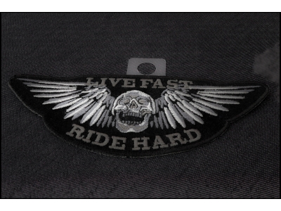 Live Fast Ride Hard Skull Small Patch | Embroidered Biker Patches