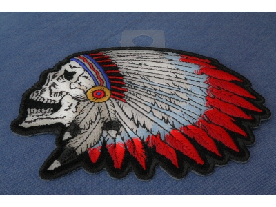 Screaming Indian Skull With Head Dress Small Patch | Skull Patches