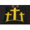 Black And Yellow Three Crosses Patch | Embroidered Patches Black and Yellow Three Crosses Christian Patch diagonal view