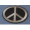 Peace Sign Patch Gray On Black Peace Sign Novelty Iron on Patch Gray On Black diagonal view
