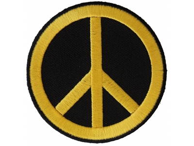 Peace Sign Patch  Yellow On Black