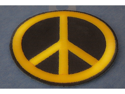 Peace Sign Patch  Yellow On Black