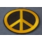 Peace Sign Patch  Yellow On Black Peace Sign Iron on Patch Yellow On Black diagonal view