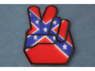 Rebel Flag Peace Fingers Patch | Embroidered Patches