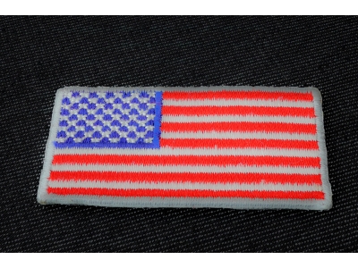 US Flag Patch Silver Border 2 Inch