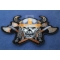 Viking Skull With Axes And Horn Helmet Small Patch Viking Warrior Axes Skull Patch diagonal view
