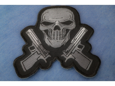 Guns And Skull Chrome Patch - Skull Patches