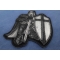Black And White Crusader Knight Small Patch Black and White Crusader Knight Small Iron on Christian Patch diagonal view