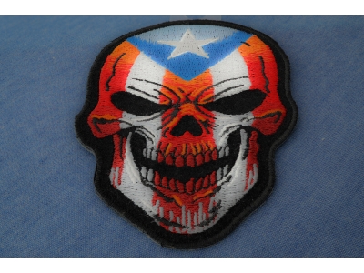 Puerto Rican Skull Patch With Puerto Rico Flag