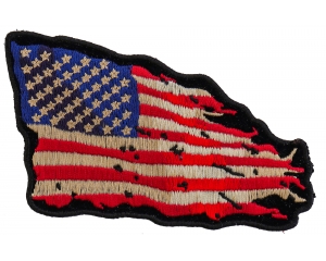 Tattered US American Flag Patch Small