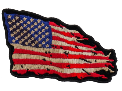 Tattered US American Flag Patch Small