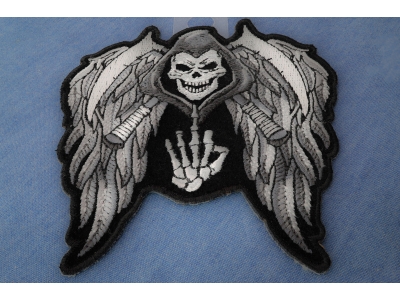 Reaper Skull Wings Middle Finger Patch Small