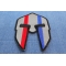 Spartan Helmet Red And Blue First Responder Patch Spartan Helmet Red and Blue First Responder Iron on Patch diagonal view