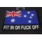 Fit In or Fuck Off Australian Flag Patch diagonal view