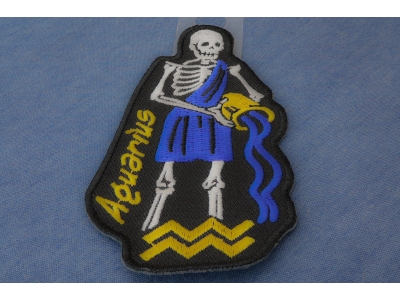 Aquarius Skull Zodiac Sign Patch