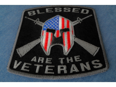Blessed Are The Veterans American Flag Spartan Patch