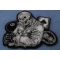 Biker Dude Skull Small Patch In Gray Biker Life Skull 8 Ball Aces and Dice Patch diagonal view