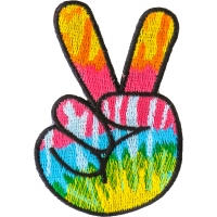 Colorful Peace Fingers Hand Sign Iron On Patch