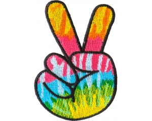 Colorful Peace Fingers Hand Sign Iron On Patch