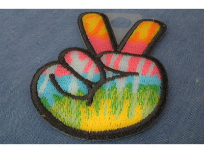 Colorful Peace Fingers Hand Sign Iron On Patch