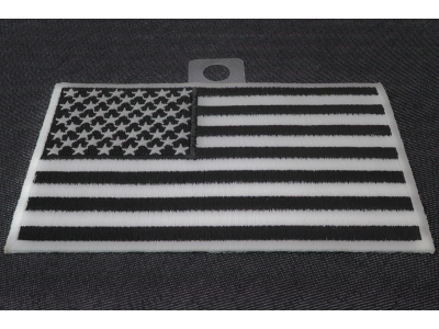Black and White American Flag Patch with White Borders