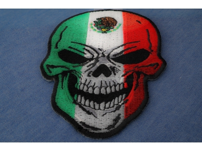 Mexican Flag Skull Small Patch