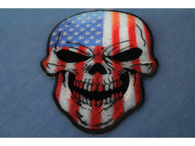 American Flag Small Skull Patch