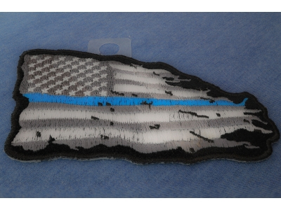 Thin Blue Line American Tattered Flag Patch