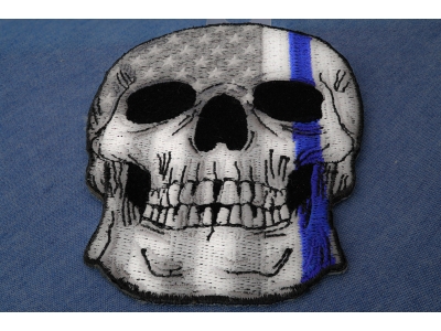 Police Skull Blue line US Flag Patch