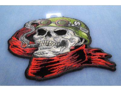 Helmet Skull Scarf Biker 69 Patch
