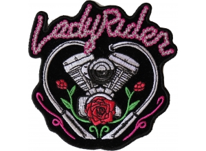 Lady Rider Chain Engine Rose Patch