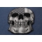 Gray USA Flag Skull Patch Small American Flag Skull Patch diagonal view