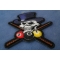 Pool Shark Skull Small Patch Skull and Pool Sticks Patch diagonal view