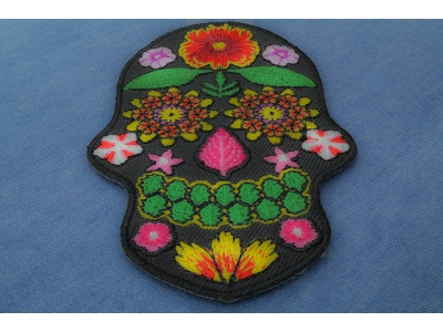 Flower Skull Black Patch