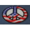 US Flag Peace Sign Novelty Iron on Patch diagonal view