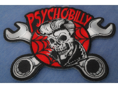 Psychobilly Skull and Wrenches Patch