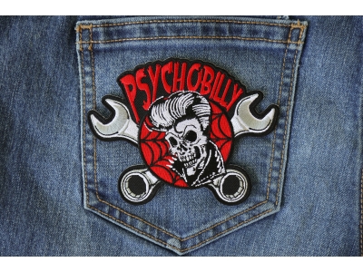 Psychobilly Skull and Wrenches Patch