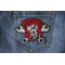 Psychobilly Skull and Wrenches Patch Psychobilly Skull and Wrenches Patch shown on jeans