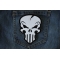 Nasty Skull Patch in White Punisher Skull Patch shown on jeans
