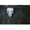 Nasty Skull Patch in White Punisher Skull Patch, Biker Skull Patches shown on leather vest