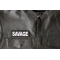 Savage Patch Savage Patch - 4x1.5 inch - Embroidered Iron on Patch shown on leather vest