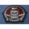 Switchblades Billy Skull Spider Web Patch Elvis Hair Skull, Web and Switchblades Patch diagonal view