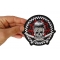 Switchblades Billy Skull Spider Web Patch Elvis Hair Skull, Web and Switchblades Patch, Skull Patches shown on hand for size comparison