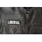Liberal Patch Liberal Patch - 4x1.5 inch - Embroidered Iron on Patch shown on leather vest