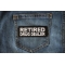 Retired Drug Dealer Patch Retired Drug Dealer Funny Iron on Patch shown on jeans