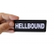Hellbound Patch Hellbound Patch, Biker Saying Patches shown on hand for size comparison