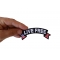 Live Free Flag Rocker Patch Live Free Patch, Biker Saying Patches shown on hand for size comparison